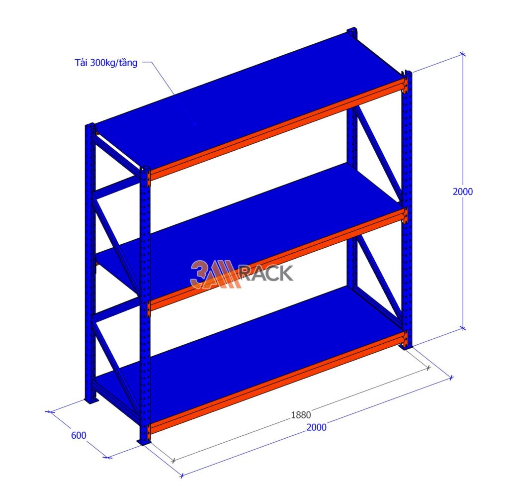 bản vẽ kệ trung tải 3 tầng